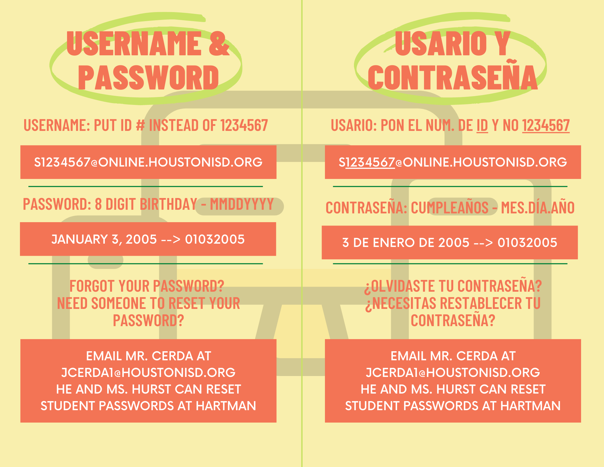 Student Username and Password Flyer